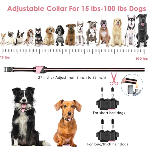 Shock Collar for Dogs, IP67 Waterproof Dog Training Collar with Remote, 3 Training Modes with Beep, Vibration, and Safe Static, Rechargeable E Collar for Large Medium