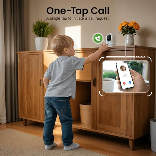INFIYA 2K Indoor Camera-One-Touch Call Baby/Elderly Monitor Pet Camera 360° PTZ & Intelligent Tracking for Home Security, Compatible with Alexa/Google Home(2.4GHz WiFi Only) - K7 2P