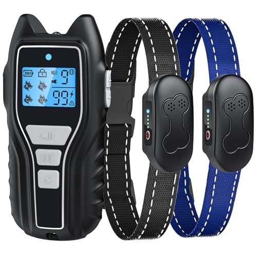 Asrcs Shock Collar for Dogs 2 Dogs (15-120lbs) 2000FT Dog Shock Collar with Remote Control Waterproof Dog Training Collar with Remote 4 Safe Modes Rechargeable Lock Flash Light for All Breeds - Black