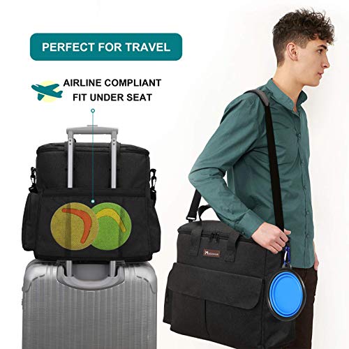 Dog Travel Bag by Modoker - Dog Travel Kit for a Weekend Away Set Includes Pet Travel Bag Organizer for Accessories, 2 Collapsible Bowls, 2 Travel Food Container (Black)