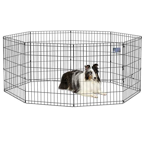 MidWest Homes for Pets Folding Metal Puppy / Dog Exercise Pen, Indoor/Outdoor Playpen with No Door, Provides 16 Sq Feet of Play Space, 30-Inches Tall, Black E-Coated