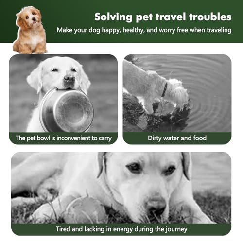 Collapsible Dog Bowls, Travel Food and Water Double Bowl for Cats & Dogs, 2-in-1 Portable BPA-Free Feeding Solution, Perfect for Traveling, Camping & Walking (S/ 60oz)