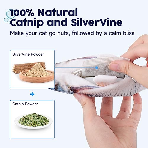 Potaroma Cat Toys Flopping Fish with Catnip, Moving Kitten Kicker, Floppy Wiggle Carp for Small Dogs, Interactive Motion Kitty Exercise, 10.5 Inches