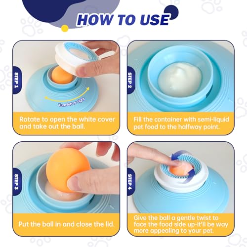 TYBOPCE Slow Feeder cat Bowl, Interactive Licking Bowl for Wet & Liquid Food, Cat Puzzle Feeder, Non-Slip Cat Food Bowl for Slow Eating, Anxiety Relief Cat Slow Feeder Bowl （Yellow Ball）