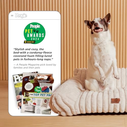 Bedsure ComfyFleece™ Cute Cat Couch for Pets - As Seen on TV on Good Day New York, Fluffy Cats beds for Indoor Cats with Removable Washable Cover, Supportive Pet Sofa, 24inch, Cream