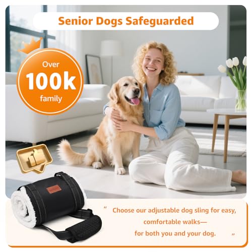 LOOBANI Portable Dog Sling for Back Legs, Hip Support Harness to Help Lift Rear for Canine Aid Old K9 Cruciate Ligament Rehabilitation