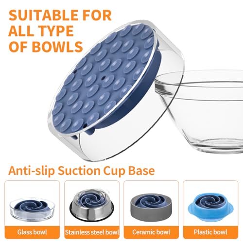 Slow Feeder Dog Bowls Insert, Bestalk Soft Silicone Slow Eating Feeder Insert with Suction Cups for Small, Medium and Large Dogs, Fit into Basic and Elevated Dog Bowls, Dark Blue