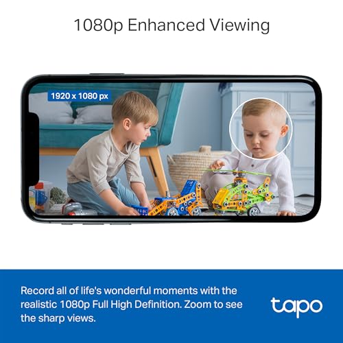 Tapo 1080P Indoor Wired Security Camera - Works as a Baby Monitor & Pet Camera, Motion Detection, 2-Way Audio, Siren, Night Vision, Subscription-Free Local Storage or Optional Cloud, C101