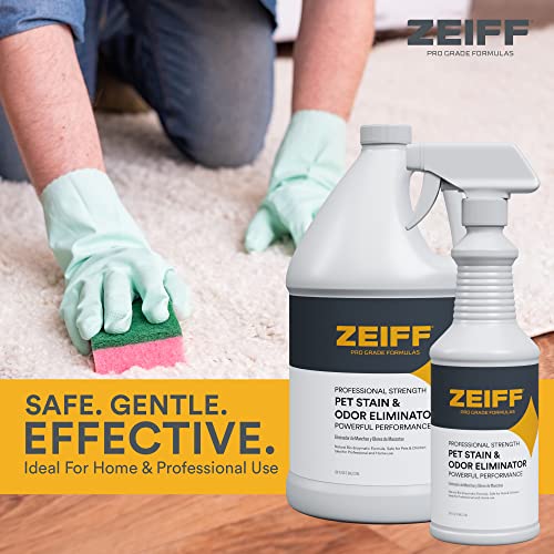 Zeiff Pet Stain and Odor Remover - Pet Odor Eliminator for Home and Professional Use - Carpet Stain Remover - Pet Urine Enzyme Cleaner for Dog and Cat Pee, Feces, and Fluids - 1 Gallon