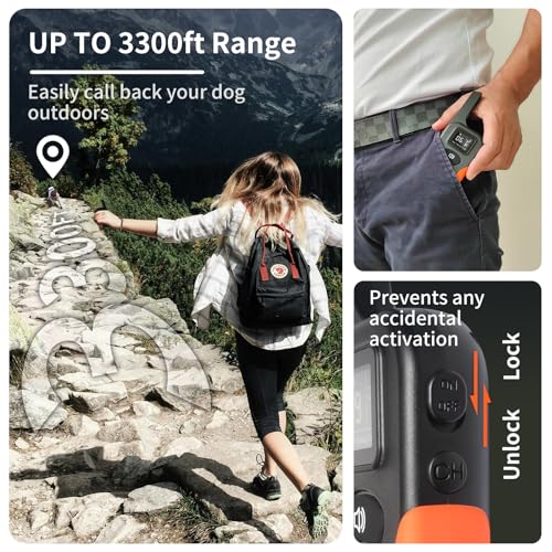 PaiPaitek No Shock Dog Training Collar with Remote 3300ft Range, Strong Vibrating Dog Collar Beep and Vibrate Only, Waterproof & Rechargeable Vibration Collar for Small Medium Large Dogs - No Prongs