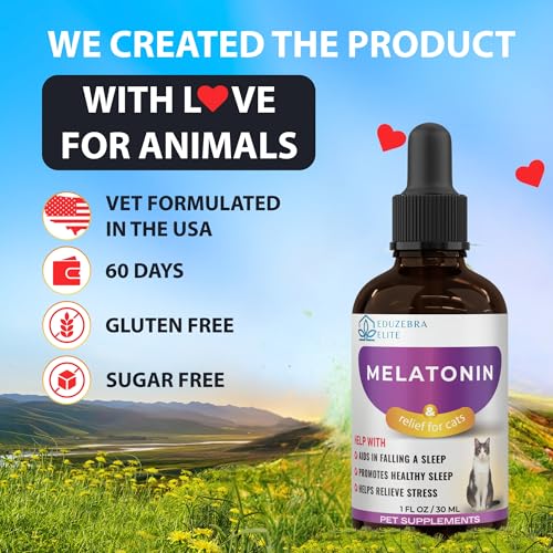 EDUZEBRA Cat Melatonin, Melatonin for Cats, Cat Sedative for Grooming, Cat Sleep Aid, Cat Calming Treats, Anxiety Relief for Cats, Support Restful Sleep for Your Cat