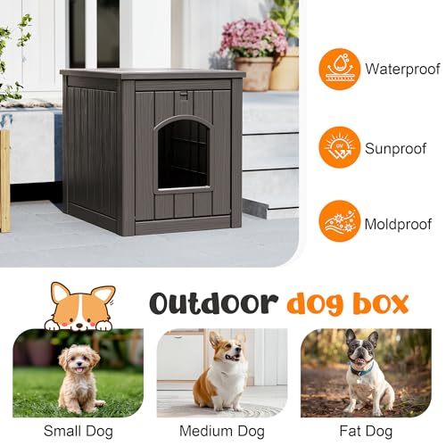 Fancyango Outdoor & Indoor Dog House for Weatherproof and Stylish Furniture, Dog House Outdoor Indoor, Multi - Use for Small and Medium Dogs (Deep Grey, 22.8" L × 17.7" W × 21.7" H)