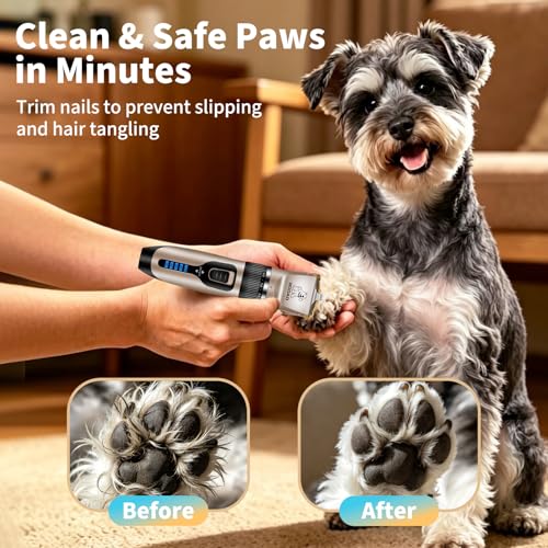 Gooad Dog Clippers for Grooming,Dog Grooming Kit for Heavy Thick Hair&Coats/Low Noise Rechargeable Cordless Hair Trimmer/Pet Shaver with Paw Trimmer for Small & Large Dogs Cats