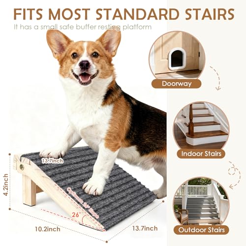 KISIMUY Foldable Wooden Dog Stairs, Slope for Senior & Joint-Sensitive Dogs