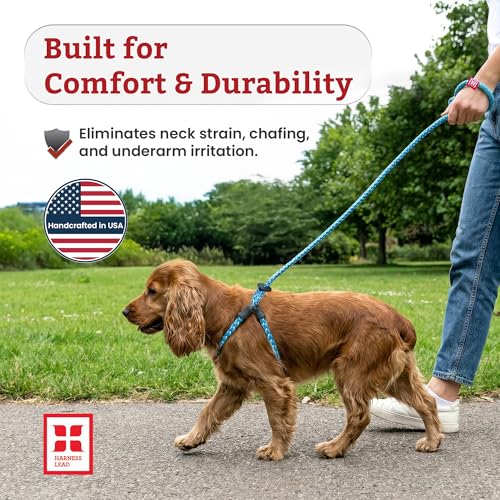 Harness Lead Escape Resistant, Reduces Pull Dog Harness, Medium/Large, Black