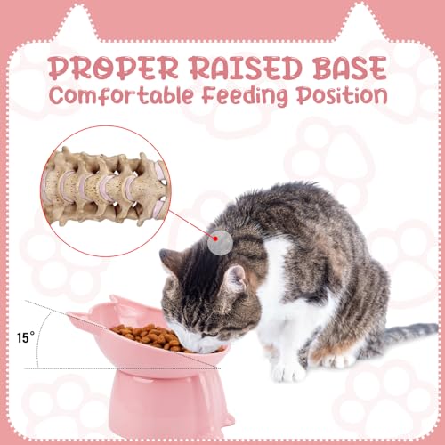 3 Pcs Elevated Cat Bowls 15°Raised Cat Food Bowl with Silicone Mat Whisker Friendly Anti Vomiting Cats Dishes Pet Food and Water Bowls for Indoor Cats Kittens