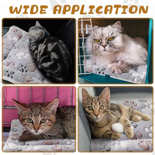 Tuanse 4 Pack Ultra Soft Dog Cat Bed Mat Small Animal Guinea Pig Bed with Cute Print Reversible Fleece Dog Crate Kennel Pad Cozy Washable Thickened Hamster Pet Beds Mat(13 x 19 Inches,Light Gray)