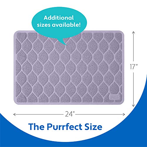 MIGHTY MONKEY Waterproof BPA Free Cat Litter Box Trapping Mat, Easy Clean Floors, Textured Backing, Soft on Sensitive Kitty Paws, Cats Accessories, Less Waste, Stays in Place, 24x17, Purple