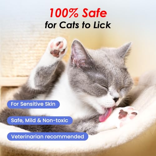 Cat Waterless Shampoo with Brush - No Rinse Formula for Quick Clean Between Baths, Hypoallergenic & Detangling, Reduce Itchy Skin Shedding & Odor Control,Vet-Recommended for Kittens/Senior Cats