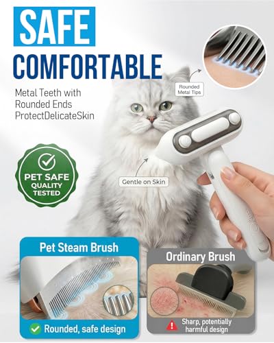 Dog Brush for Shedding & Cat Brush for Shedding, Deshedding Tool with Anti-Static Mist, Gentle Undercoat Remover, Pet Hair Remover, Self Cleaning, No Flying Fur