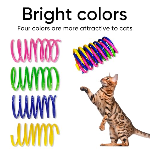 AGYM Cat Toys for Indoor Cats, 30 Pack Interactive Cat Spring Toys, Durable Colorful Plastic Spiral Springs for Kitten Hunt, Swat and Bite, Bulk Cat Toys