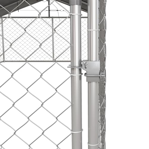 PawHut Outdoor Dog Kennel, Heavy Duty Dog Run Outdoor Fence with Waterproof Cover, Galvanized Chain Link, Secure Lock, for Large Sized Breeds, Chickens, Ducks, 20' x 7.5' x 5'