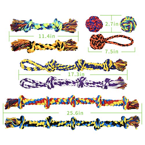 SHARLOVY Large Tough Chew Toys for Aggressive Chewers Large Breed,Heavy Duty Dental Rope Toys Kit for Medium Dogs,5 Knots Indestructible Cotton Puppy Teething Chew Tug Toy Set of 9