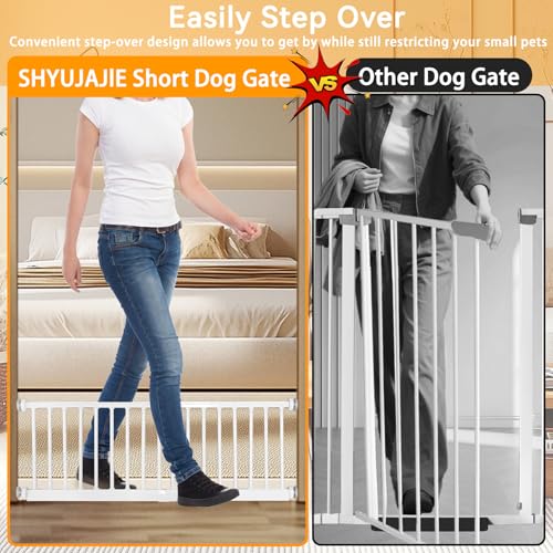 SHYUJAJIE Dog Gate for Small Dogs,Adjustable 18-48" Extra Wide Short Dog Gate for doorways,Low Pet Gate to Step Over for Stairs(White, 10" Height)
