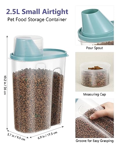 ANVS Airtight Collapsible Pet Food Container With Casters, Scoop and Small Container - Keeps Up To 20lbs Dry Dog Food Fresh (Grey)