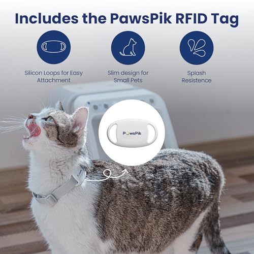 PawsPik Automatic Microchip RFID Cat Feeder,16-Cup, ISO Microchip & PawsPik RFID Tag Compatible, App Control, Portion Control