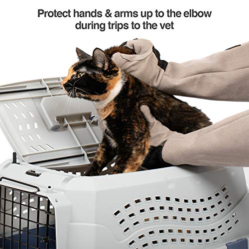 PetFusion Multipurpose Pet Glove for Grooming, Trips to Vet, Handling. [Puncture & Scratch Resistant, Water Resistant]. 12 Month Warranty for Manufacturer Defects Grey