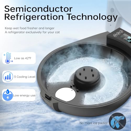 RESPURR Automatic Wet Food Cat Feeder, 3 Days 5 Freshness Meals Refrigerated Auto Cat Feeder, Semiconductor Cooling & Heating with 304 Stainless Steel Bowl, Programmable Timer Cat Food Dispenser