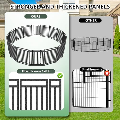 Petorldog Dog Fence Outdoor for Yard Dog Playpen Indoor 40" Height 16 Panels Portable Puppy Playpen Dog Kennel for RV Camping(Black-Silver)