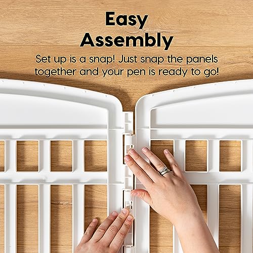 IRIS USA Dog Playpen 24" 4-Panel Puppy Playpen, 35 x 35 x 24, Puppy Fence, Dog Playpen, Dog Play Pen Indoors, Pet Fence, Puppies/Small Dogs, White