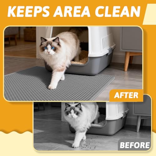 Pieviev Cat Litter Mat Double Layer Waterproof Urine Proof Trapping Mat 1 Pack (Gray, 30x24 Inch (Pack of 1))
