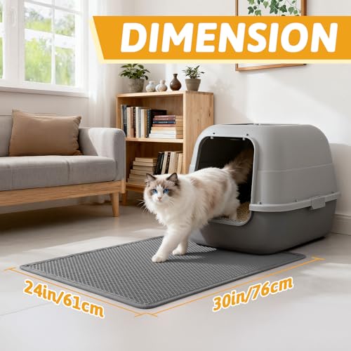 Pieviev Cat Litter Mat Double Layer Waterproof Urine Proof Trapping Mat 1 Pack (Gray, 30x24 Inch (Pack of 1))