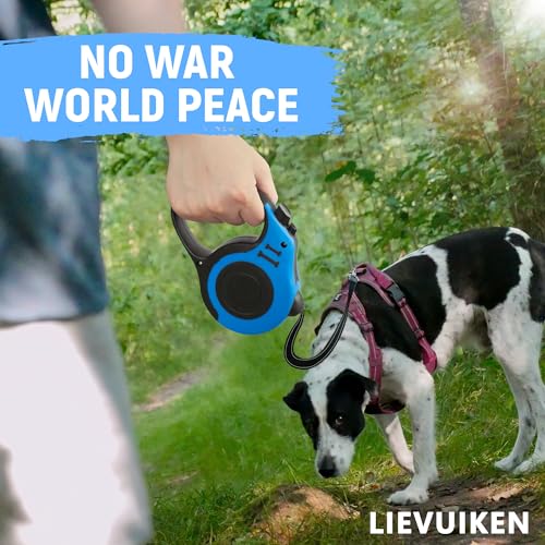 LIEVUIKEN Retractable Dog Leash Automatic Telescopic Tractor Dog Tape, Pet Tape 10/16 FT Durable and Convenient, with Non-Slip Handle, Suitable for Small and Medium-Sized Dogs Blue