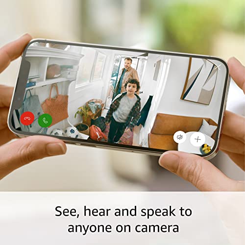 Like-New Ring Indoor Cam, Home or business security in 1080p HD video, White