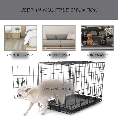 Washable Dog Bed Mat Crate Pad Soft Fluffy Pet Kennel Beds Dog Sleeping Mattress for Large Jumbo Medium Small Dogs, 48 x 30 Inch, Gray