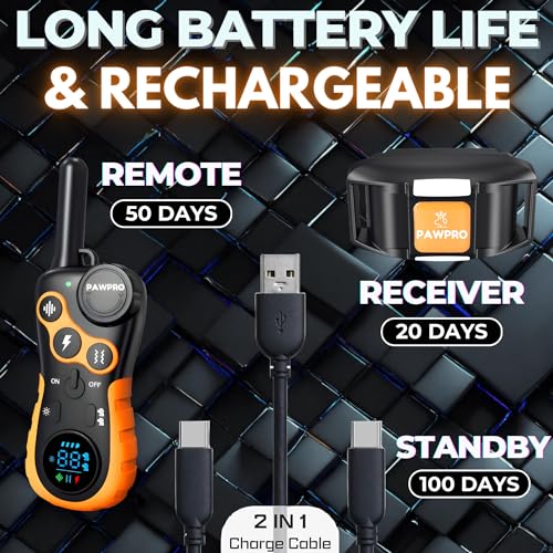 Dog Shock Collar with Remote, Unmatched 4-Mile Range, Night-Light Mode, Training Guide Included, 124 Training Levels & 4 Modes, Beep Vibration Shock, Waterproof Rechargeable, Fits All Dogs (1 Collar)
