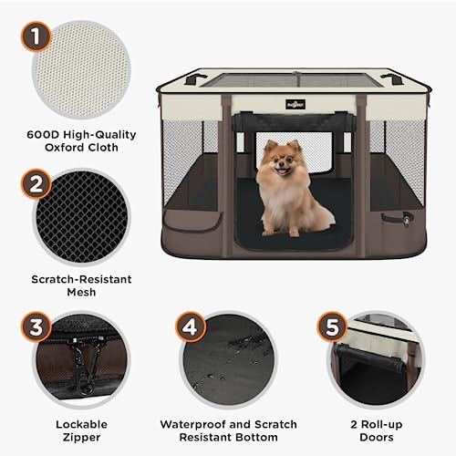 Paw Ballet Foldable Pet Kitten Playpen, Upgrade Waterproof Portable Cat Dog Playpen Kennel Tent for Small Dog Cat, Retractable Shade Cover, Indoor Outdoor Use for Small Pet.