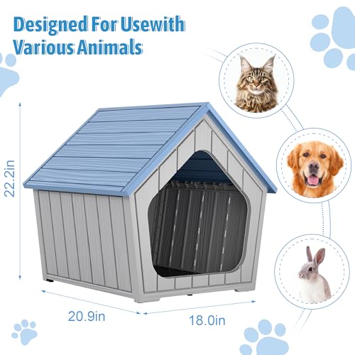 Fancyango Outdoor & Indoor Dog House for Weatherproof and Stylish Furniture, Dog House Outdoor, Multi - Use for Small and Medium Dogs (Blue, 23.43" L×22.44" W×22.24" H)