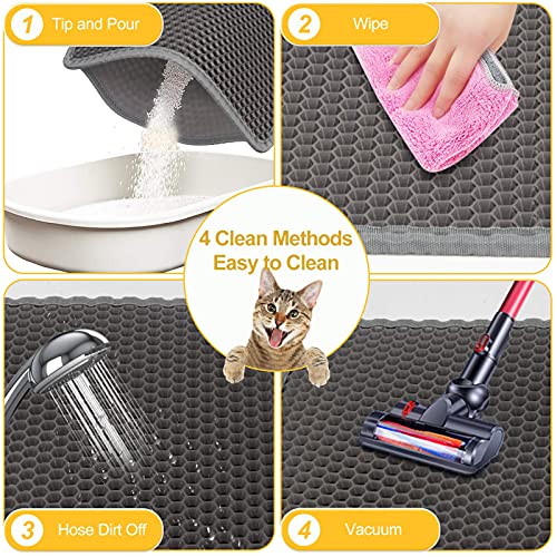 Cat Litter Mat 30" x 24" LARGE Size, Urine Proof Waterproof Sleeping Pad, Premium EVA No Phthalate, Washable Easy Clean, Trapping for Litter Box Anti Tracking Kitty Mats Gray