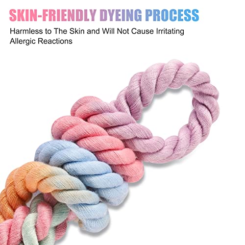 NUGUTIC Dog Leash 5 FT Handmade Braided Cotton Rope Leashes for Small Medium and Large Dogs, New Golden Heavy Duty Metal Clasp, Colorful Macaron