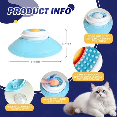 TYBOPCE Slow Feeder cat Bowl, Interactive Licking Bowl for Wet & Liquid Food, Cat Puzzle Feeder, Non-Slip Cat Food Bowl for Slow Eating, Anxiety Relief Cat Slow Feeder Bowl （Yellow Ball）