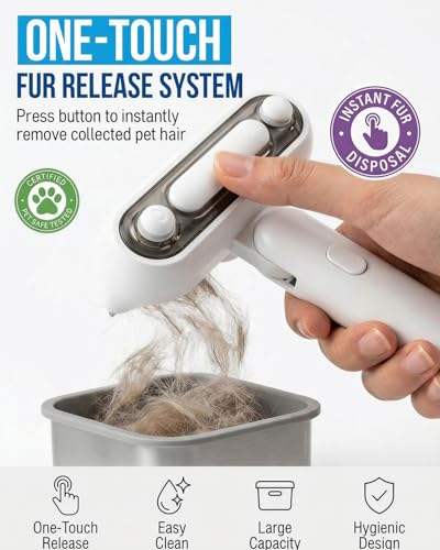 Dog Brush for Shedding & Cat Brush for Shedding, Deshedding Tool with Anti-Static Mist, Gentle Undercoat Remover, Pet Hair Remover, Self Cleaning, No Flying Fur
