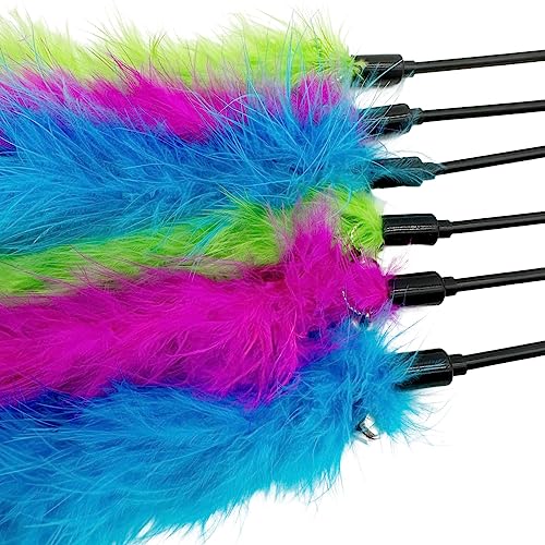 CATENEED Cat Wand Feather Toys, 6 Pieces Interactive Cat Feathers Teaser Toy for Indoor Cats Play