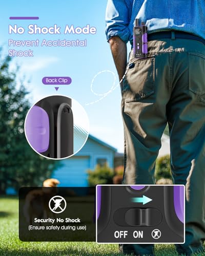 SLOPEHILL Dog Shock Collar - 4200FT Dog Training Collar with Remote,IPX8 Waterproof E-Collar with Beep,Vibration,Shock,Flash Light,No Shock Model,Electric Shock Collar for Dogs 8-140lbs,Purple 2PCS