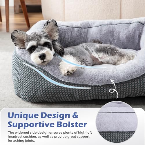 INVENHO Medium Dog Beds for Medium Dogs Washable, Rectangle Dog Bed Medium Size Dog, Orthopedic Dog Bed, Warming Soft Calming Sleeping Puppy Bed Durable Pet Bed with Anti-Slip Bottom M(30"x24"x9")