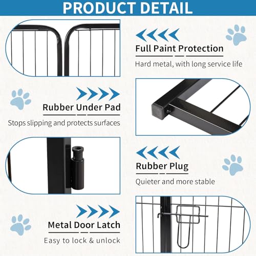 NEWBULIG Dog Playpen for Indoor 32 Inch 8 Panels - Portable Heavy Duty Metal Pet Exercise Pen with Door, Foldable Small Dog Puppy Playpen Fence for Outdoor RV, Camping, Yard, Garden